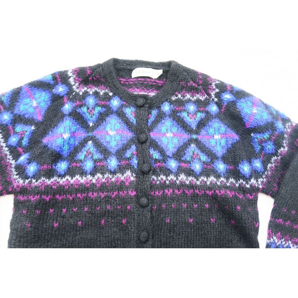 Vintage LL Bean Fair Isle Knit Mohair Wool Sweater - Picture 3 of 8